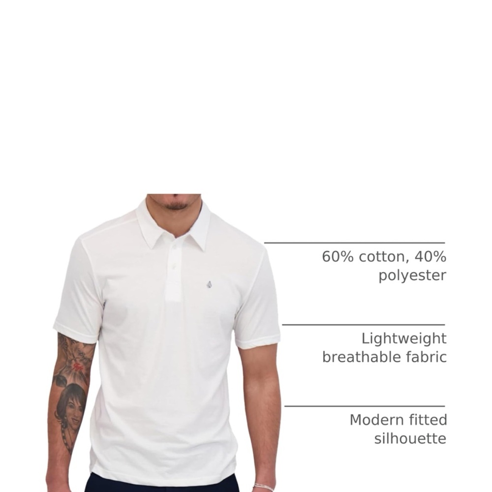 Volcom Short Sleeve Polo Shirt Classic Fit Soft Cotton Blend Modern Casual Style - Picture 3 of 5